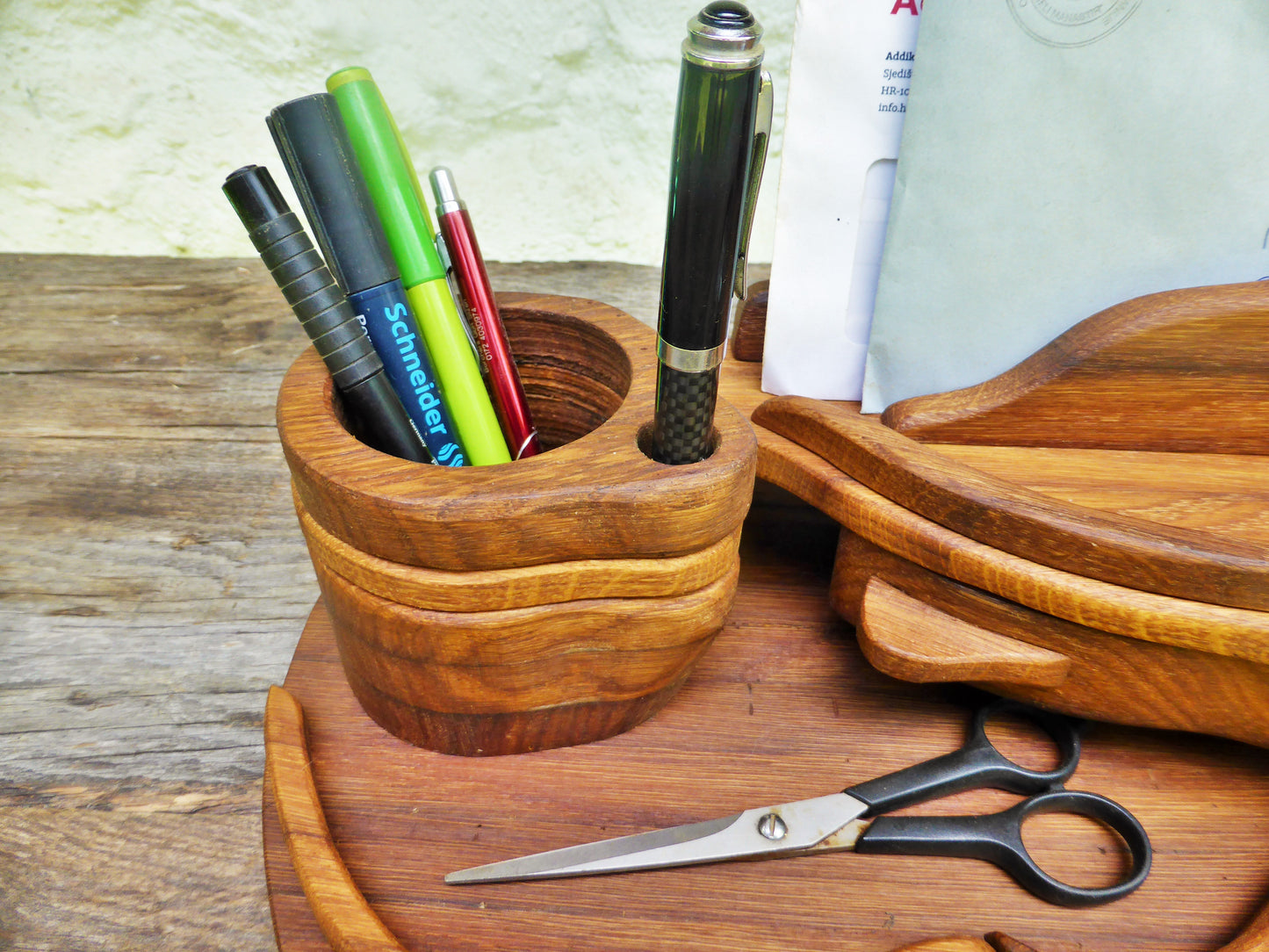 Schreibtisch-Organizer Vintage-Look aus uraltem Eichenholz - BalkanwoodDesign Handmade