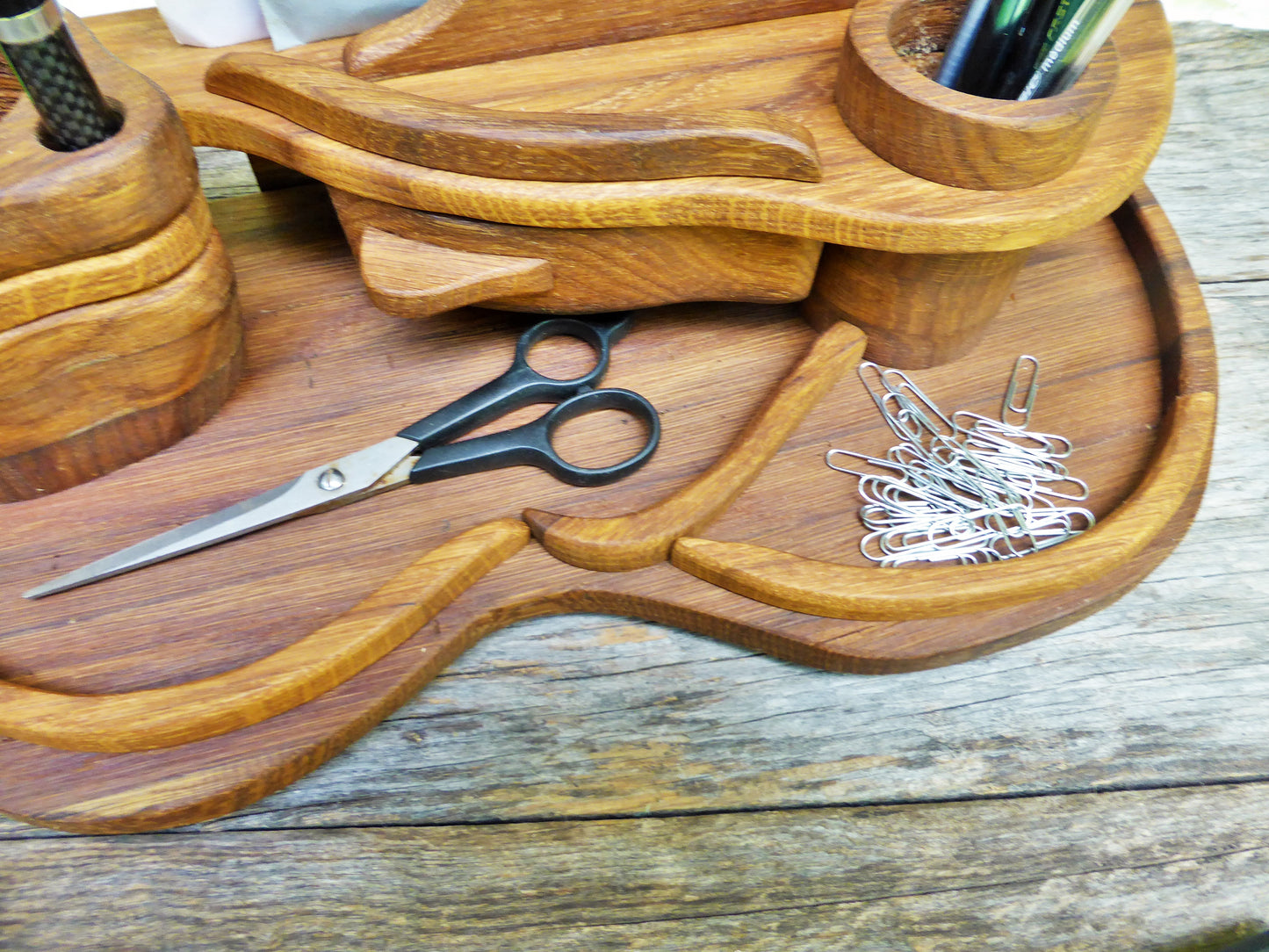 Schreibtisch-Organizer Vintage-Look aus uraltem Eichenholz - BalkanwoodDesign Handmade