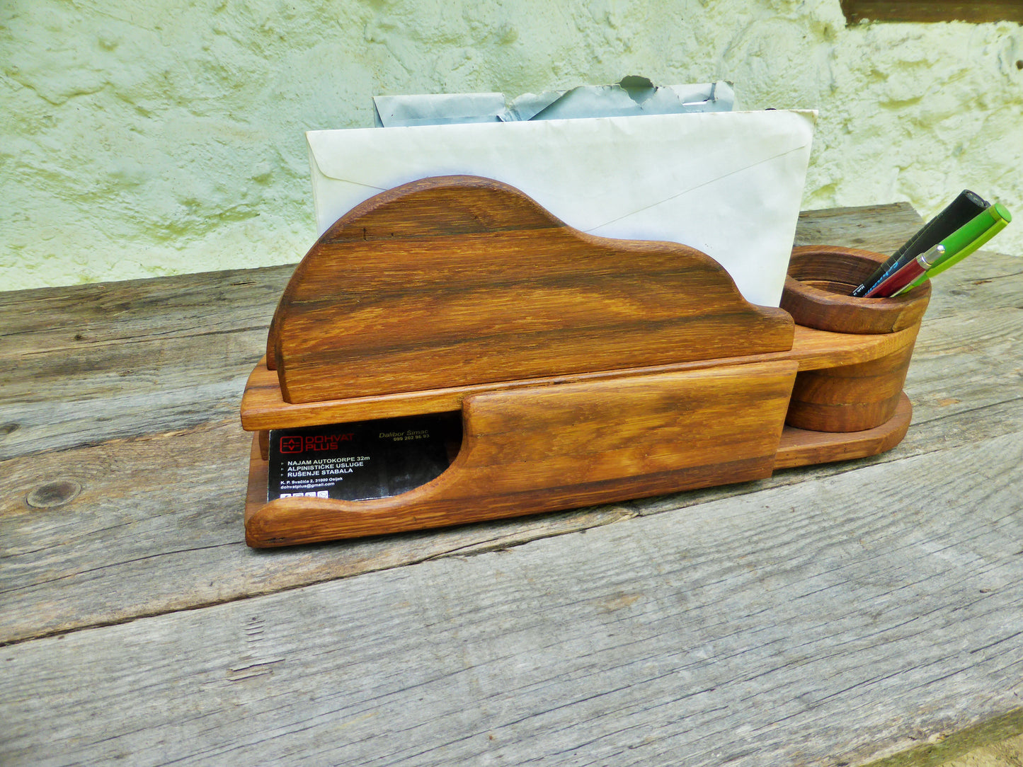 Schreibtisch-Organizer Vintage-Look aus uraltem Eichenholz - BalkanwoodDesign Handmade