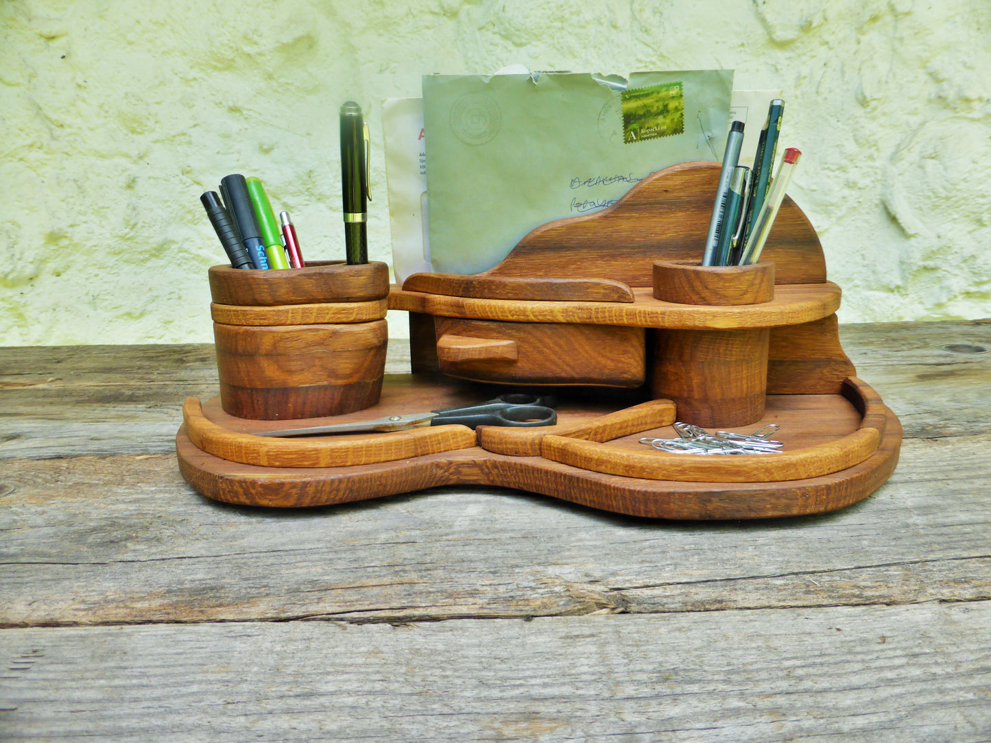 Schreibtisch-Organizer Vintage-Look aus uraltem Eichenholz - BalkanwoodDesign Handmade