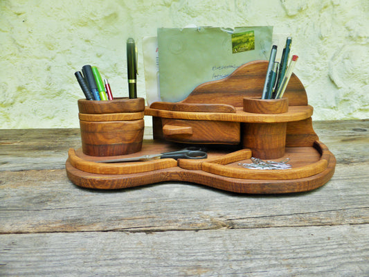 Schreibtisch-Organizer Vintage-Look aus uraltem Eichenholz - BalkanwoodDesign Handmade