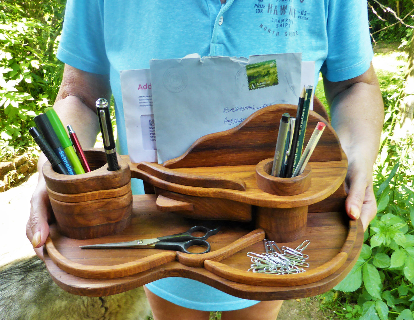 Schreibtisch-Organizer Vintage-Look aus uraltem Eichenholz - BalkanwoodDesign Handmade