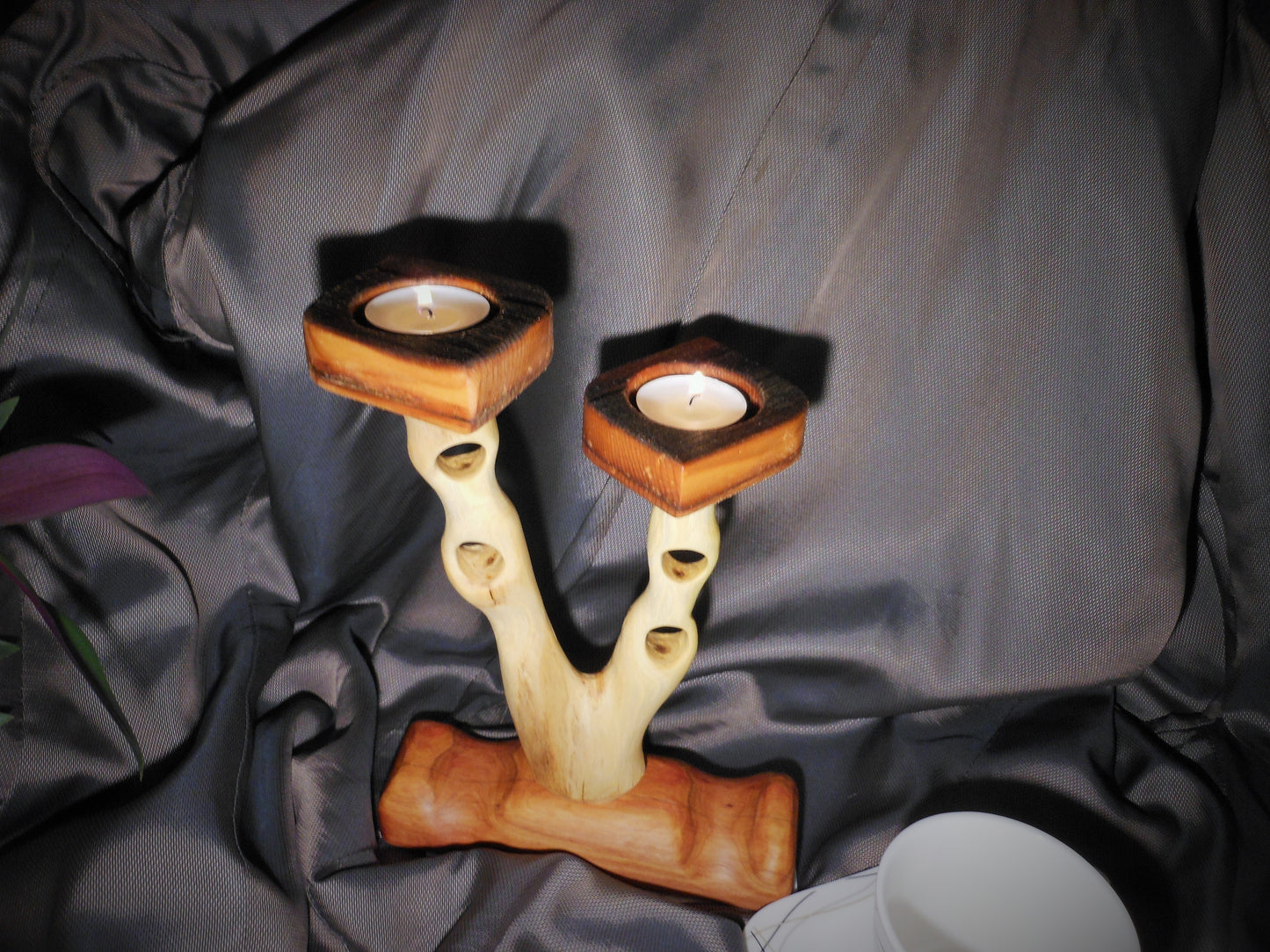 Teelichtleuchter Kerzenleuchter Kerzenhalter Teelicht Handarbeit upcycling Kerzenständer - BalkanwoodDesign Handmade