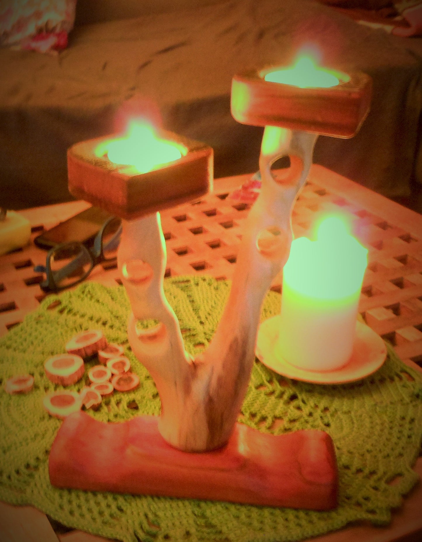 Teelichtleuchter Kerzenleuchter Kerzenhalter Teelicht Handarbeit upcycling Kerzenständer - BalkanwoodDesign Handmade