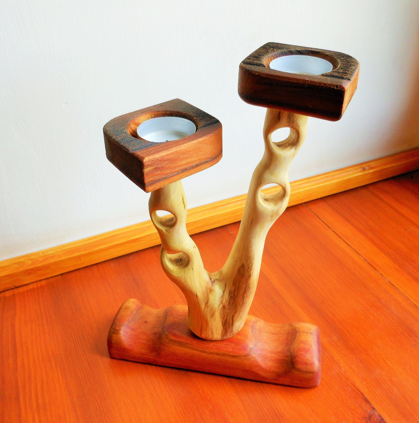 Teelichtleuchter Kerzenleuchter Kerzenhalter Teelicht Handarbeit upcycling Kerzenständer - BalkanwoodDesign Handmade