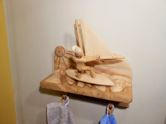 Windsurfer – Skulptur mit Handtuchhalter  Windsurfer - Sculpture with towel rail - BalkanwoodDesign Handmade