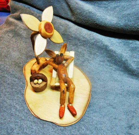 Osterhase  Hase im Liegestuhl  Ostern Osterdeko Easter Easterbunny Easter decoration - BalkanwoodDesign Handmade