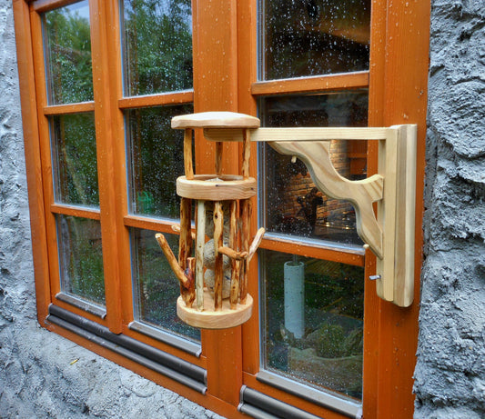 Meisenknödelhalter mit Dach für Knödel ohne Netz Vogelfutterstation Handarbeit - BalkanwoodDesign Handmade