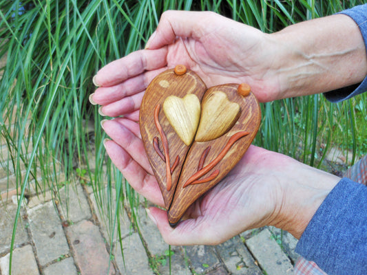 Ringbox Schmuckbox Hochzeitsgeschenk aus uraltem Weinfaß-Eichenholz upcycling - BalkanwoodDesign Handmade