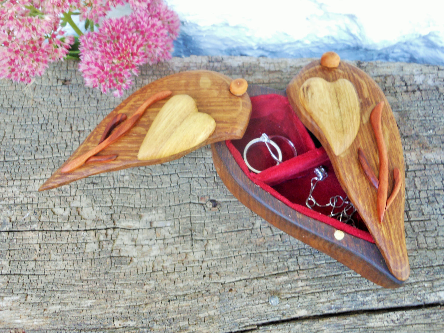 Ringbox Schmuckbox Hochzeitsgeschenk aus uraltem Weinfaß-Eichenholz upcycling - BalkanwoodDesign Handmade