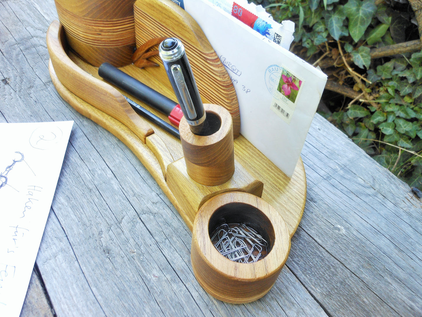 Schreibtisch-Organizer Vintage-Look aus uraltem Holz Organizer für´s anspruchsvolle Büro - BalkanwoodDesign Handmade