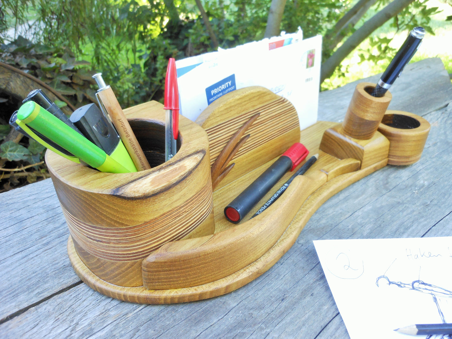 Schreibtisch-Organizer Vintage-Look aus uraltem Holz Organizer für´s anspruchsvolle Büro - BalkanwoodDesign Handmade