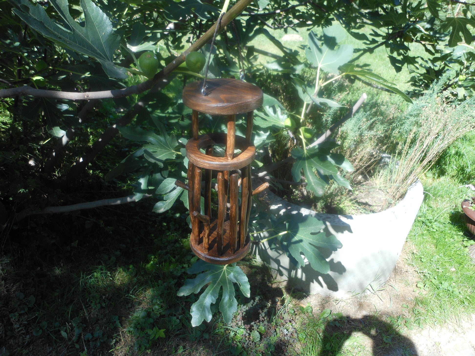 Meisenknödelhalter mit Dach für Knödel ohne Netz Vogelfutterstation Handarbeit - BalkanwoodDesign Handmade