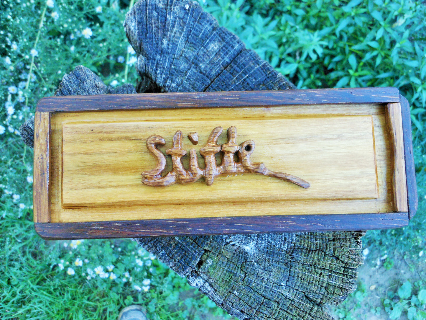 Stiftbox Schreibtischbox Pencel box altes Eichenholz und Akazienholz Handarbeit - BalkanwoodDesign Handmade