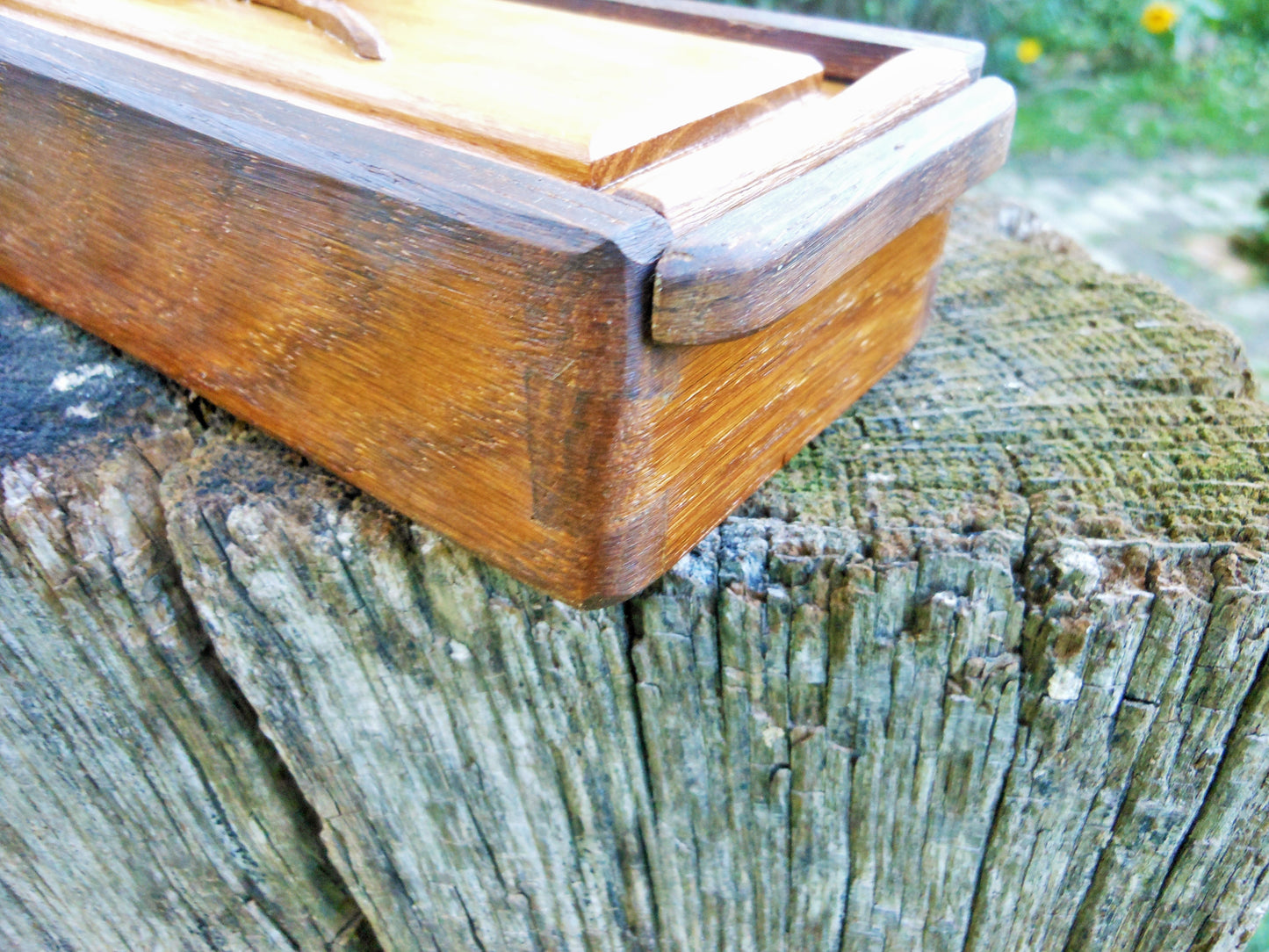 Stiftbox Schreibtischbox Pencel box altes Eichenholz und Akazienholz Handarbeit - BalkanwoodDesign Handmade