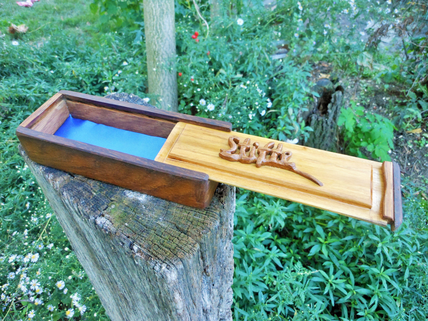 Stiftbox Schreibtischbox Pencel box altes Eichenholz und Akazienholz Handarbeit - BalkanwoodDesign Handmade