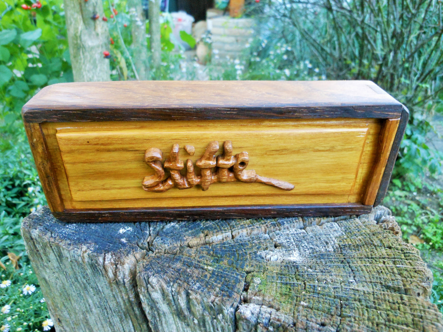 Stiftbox Schreibtischbox Pencel box altes Eichenholz und Akazienholz Handarbeit - BalkanwoodDesign Handmade