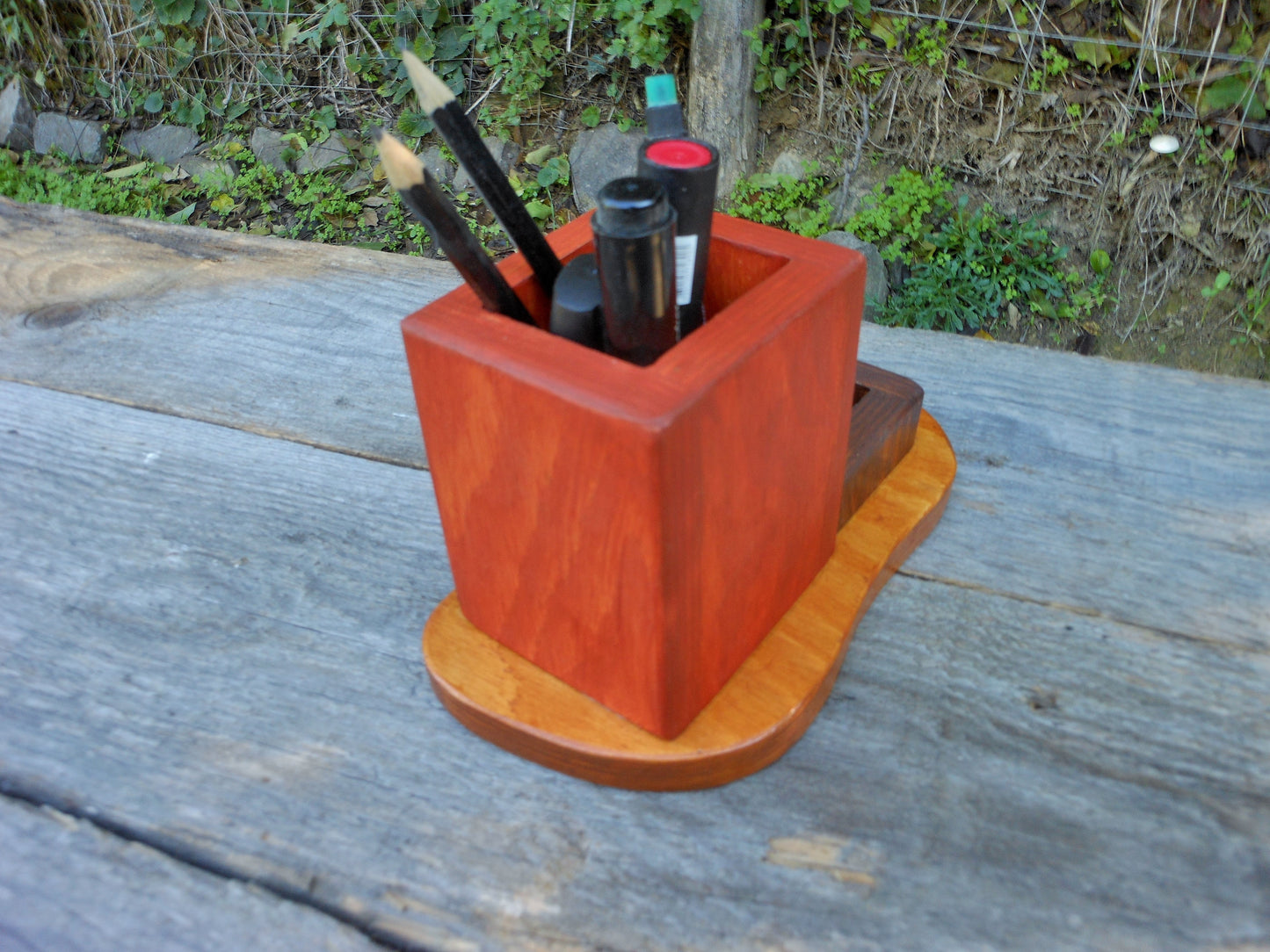 Stifthalter Upcycling-Sperrholz mini Organizer Schreibtisch Bleistifte Büro - BalkanwoodDesign Handmade