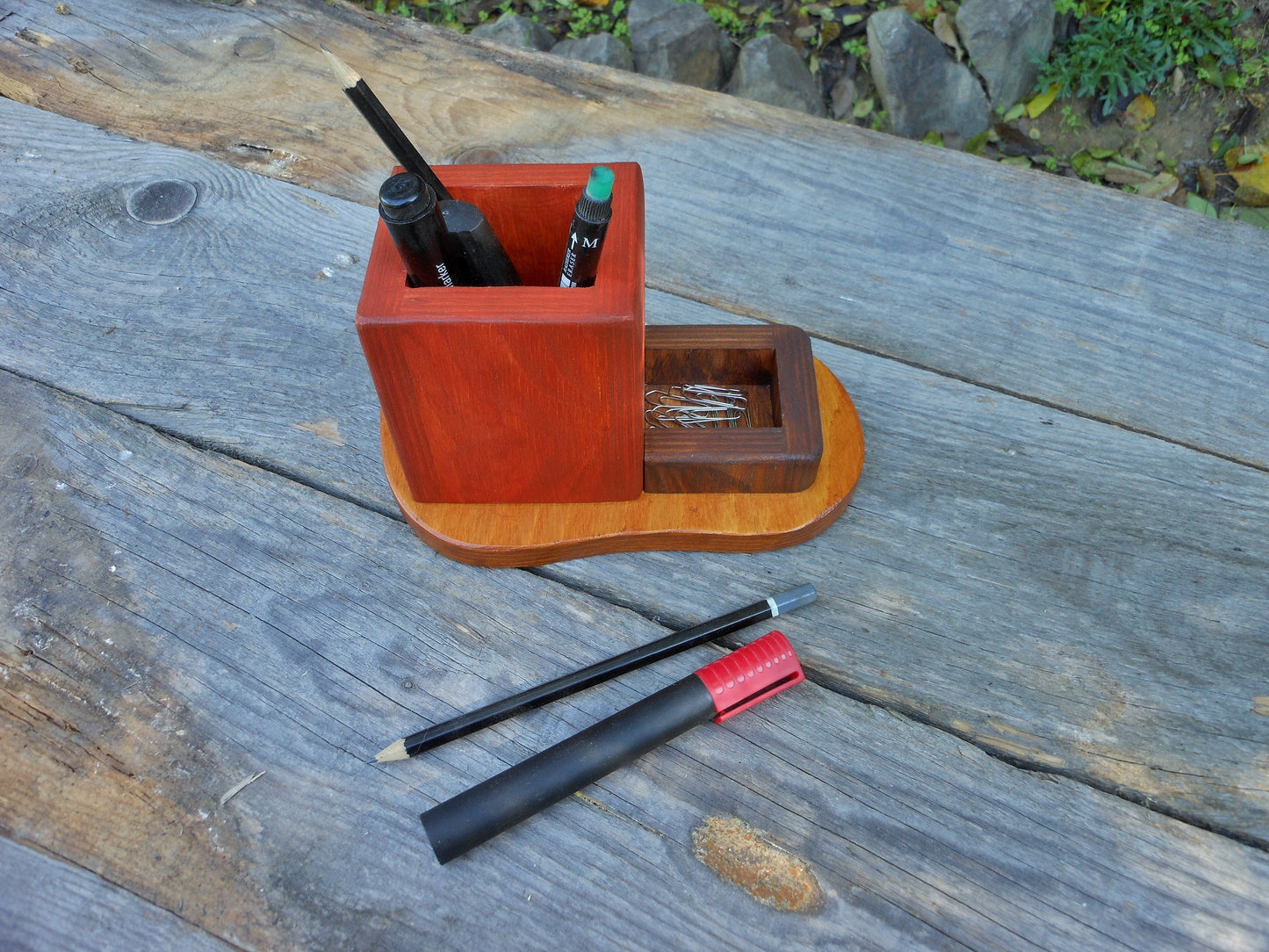 Stifthalter Upcycling-Sperrholz mini Organizer Schreibtisch Bleistifte Büro - BalkanwoodDesign Handmade