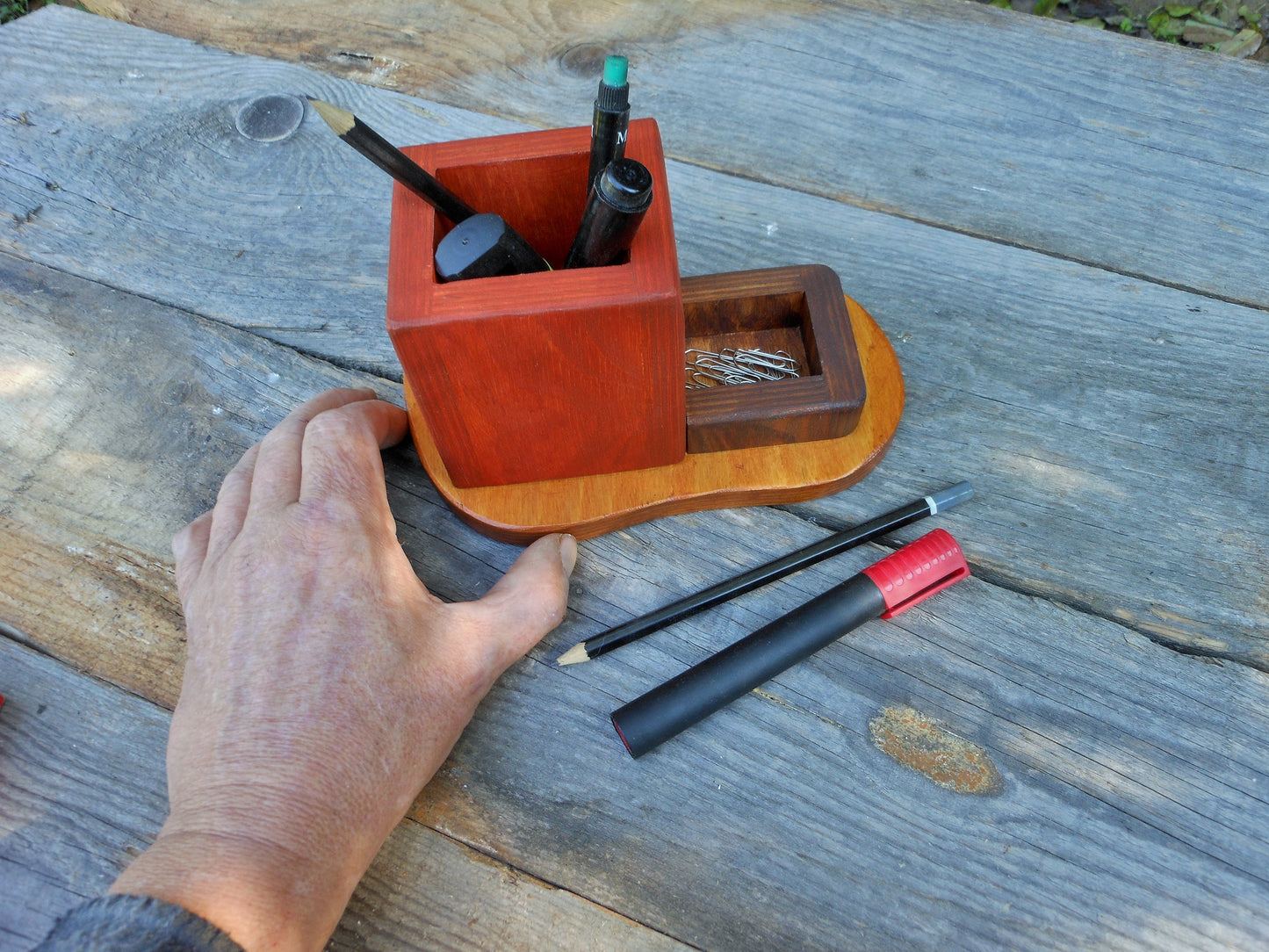 Stifthalter Upcycling-Sperrholz mini Organizer Schreibtisch Bleistifte Büro - BalkanwoodDesign Handmade