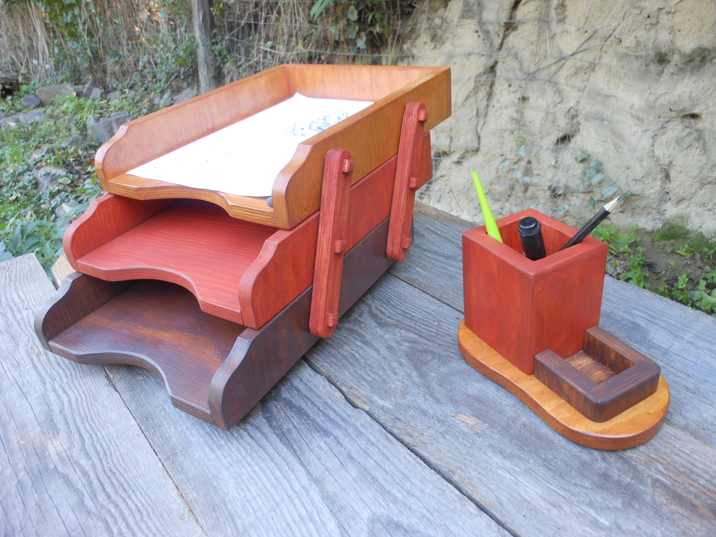 Schreibtischablagen Briefablage Briefbox für A4-Format aus Upcycling-Sperrholz zum Klappen - BalkanwoodDesign Handmade