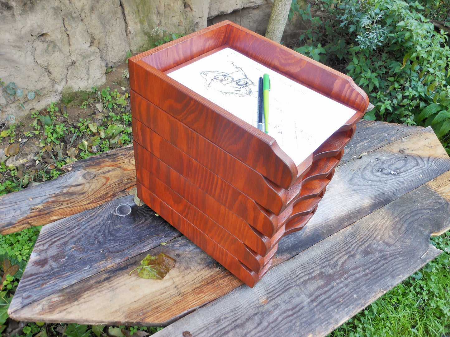 Schreibtischablagen Briefablage Briefkorb aus Betonschalplatten (upcycling) Handarbeit - BalkanwoodDesign Handmade