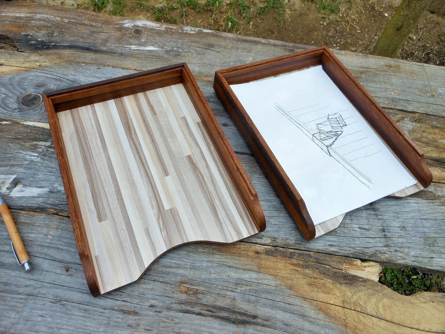 Schreibtischablagen Briefablage Briefbox für A4-Format Upcycling und uraltes Eichenholz Handarbeit - BalkanwoodDesign Handmade