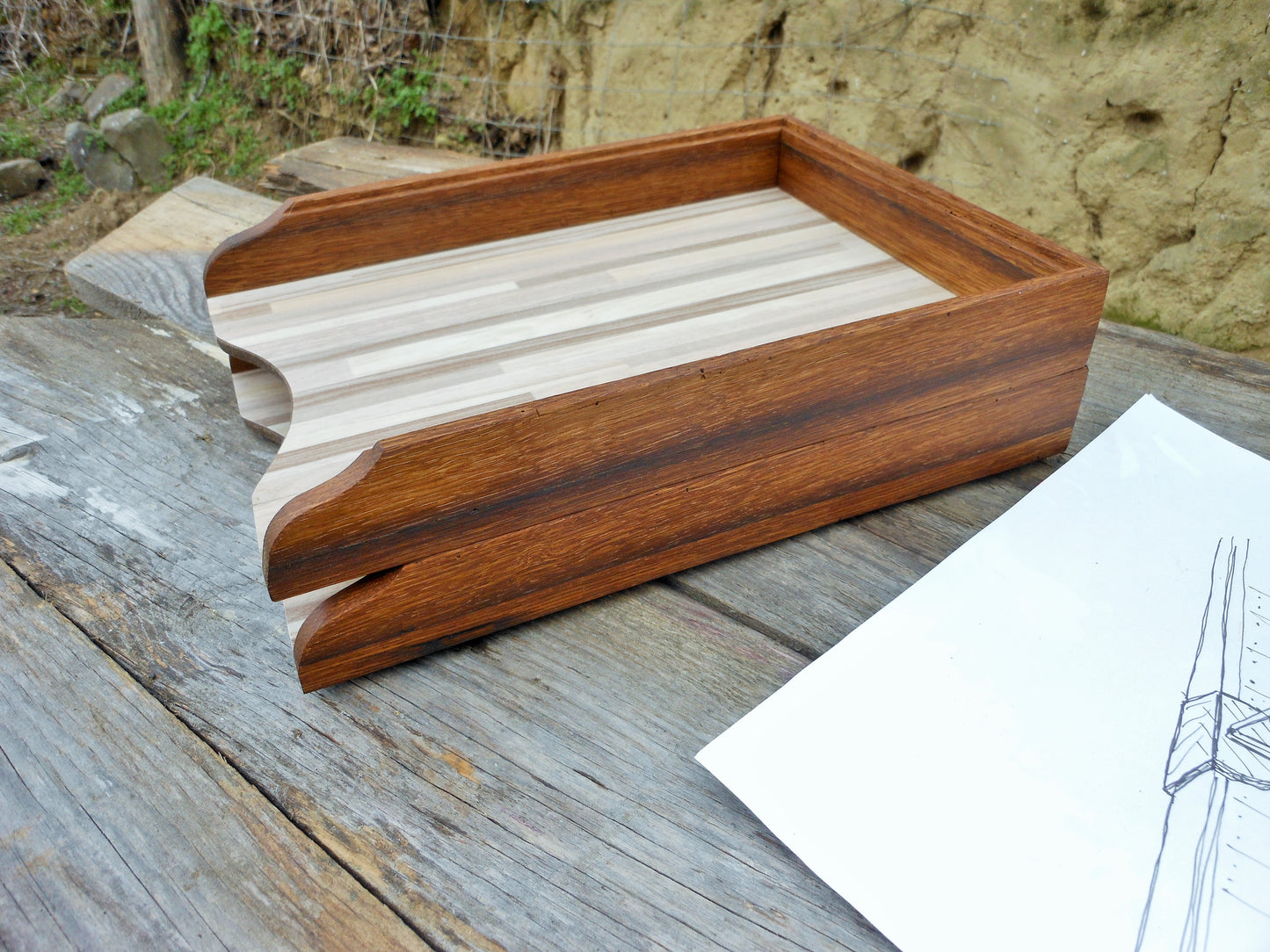 Schreibtischablagen Briefablage Briefbox für A4-Format Upcycling und uraltes Eichenholz Handarbeit - BalkanwoodDesign Handmade