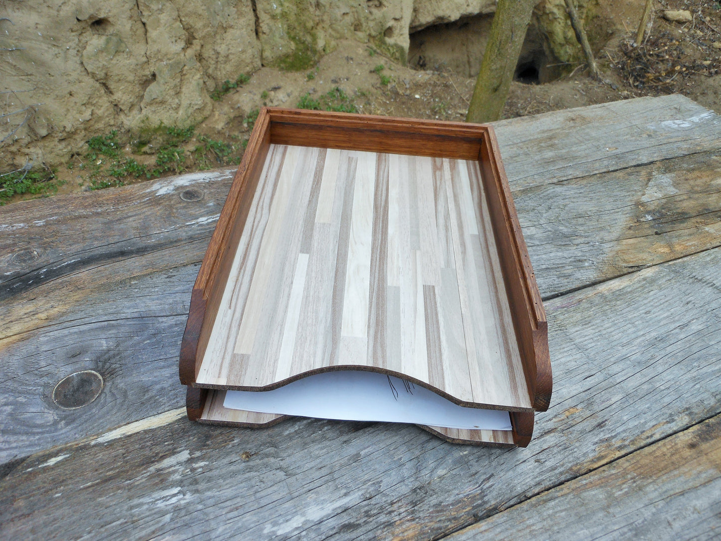 Schreibtischablagen Briefablage Briefbox für A4-Format Upcycling und uraltes Eichenholz Handarbeit - BalkanwoodDesign Handmade