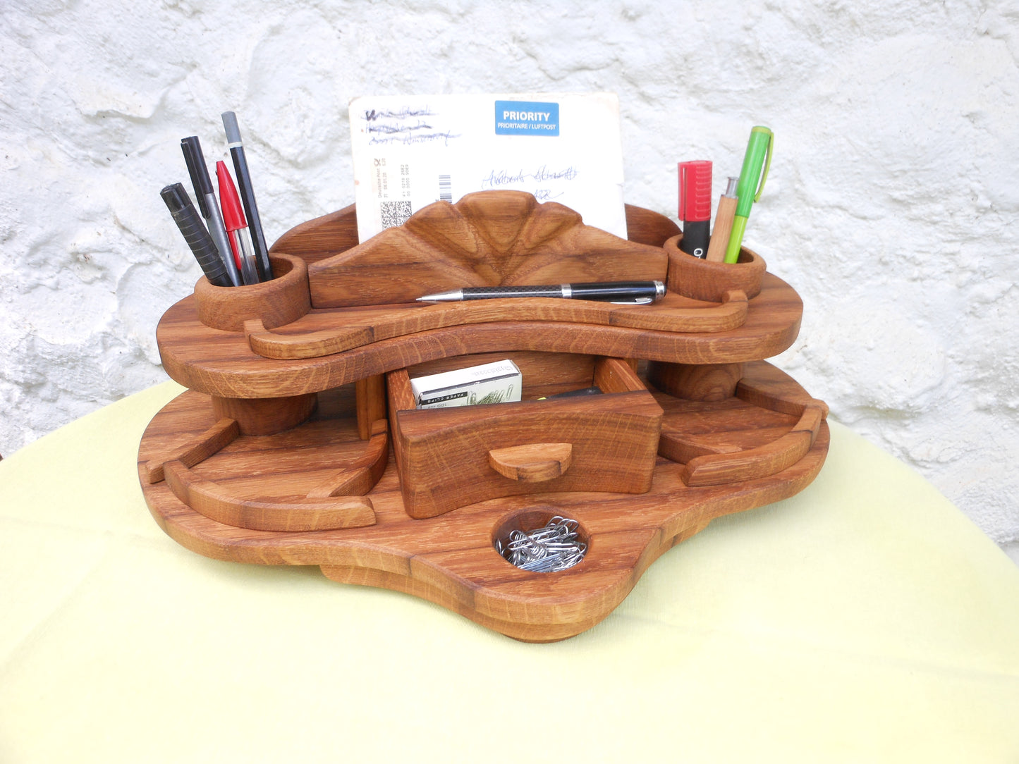 Schreibtisch-Organizer Vintage-Look aus uraltem Holz Organizer für´s anspruchsvolle Büro - BalkanwoodDesign Handmade