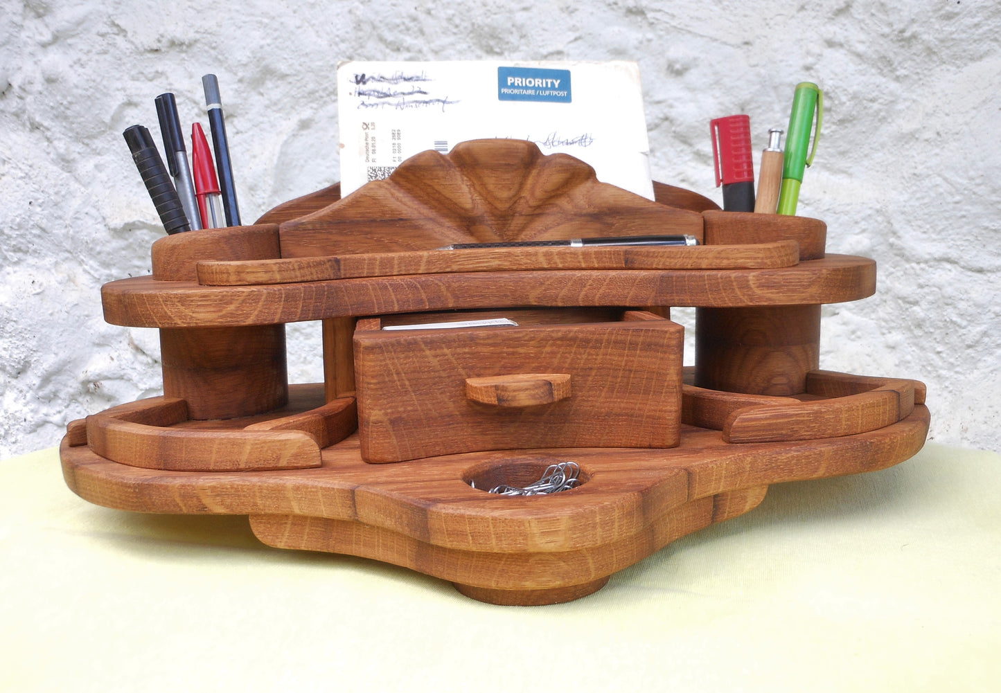 Schreibtisch-Organizer Vintage-Look aus uraltem Holz Organizer für´s anspruchsvolle Büro - BalkanwoodDesign Handmade