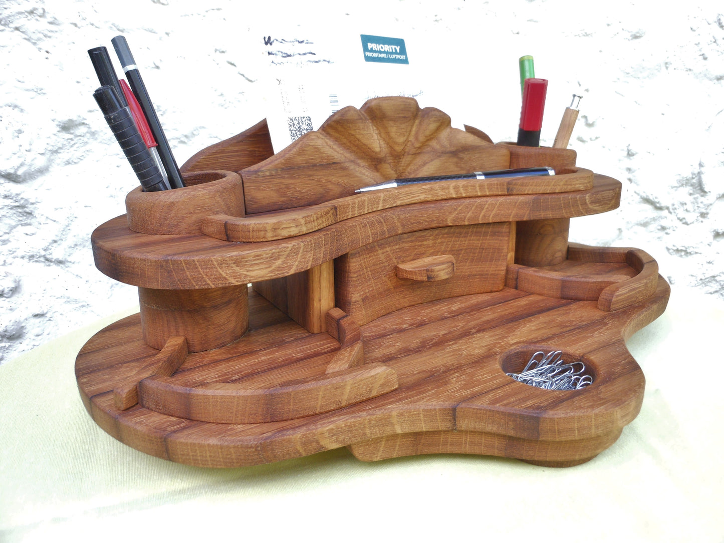 Schreibtisch-Organizer Vintage-Look aus uraltem Holz Organizer für´s anspruchsvolle Büro - BalkanwoodDesign Handmade