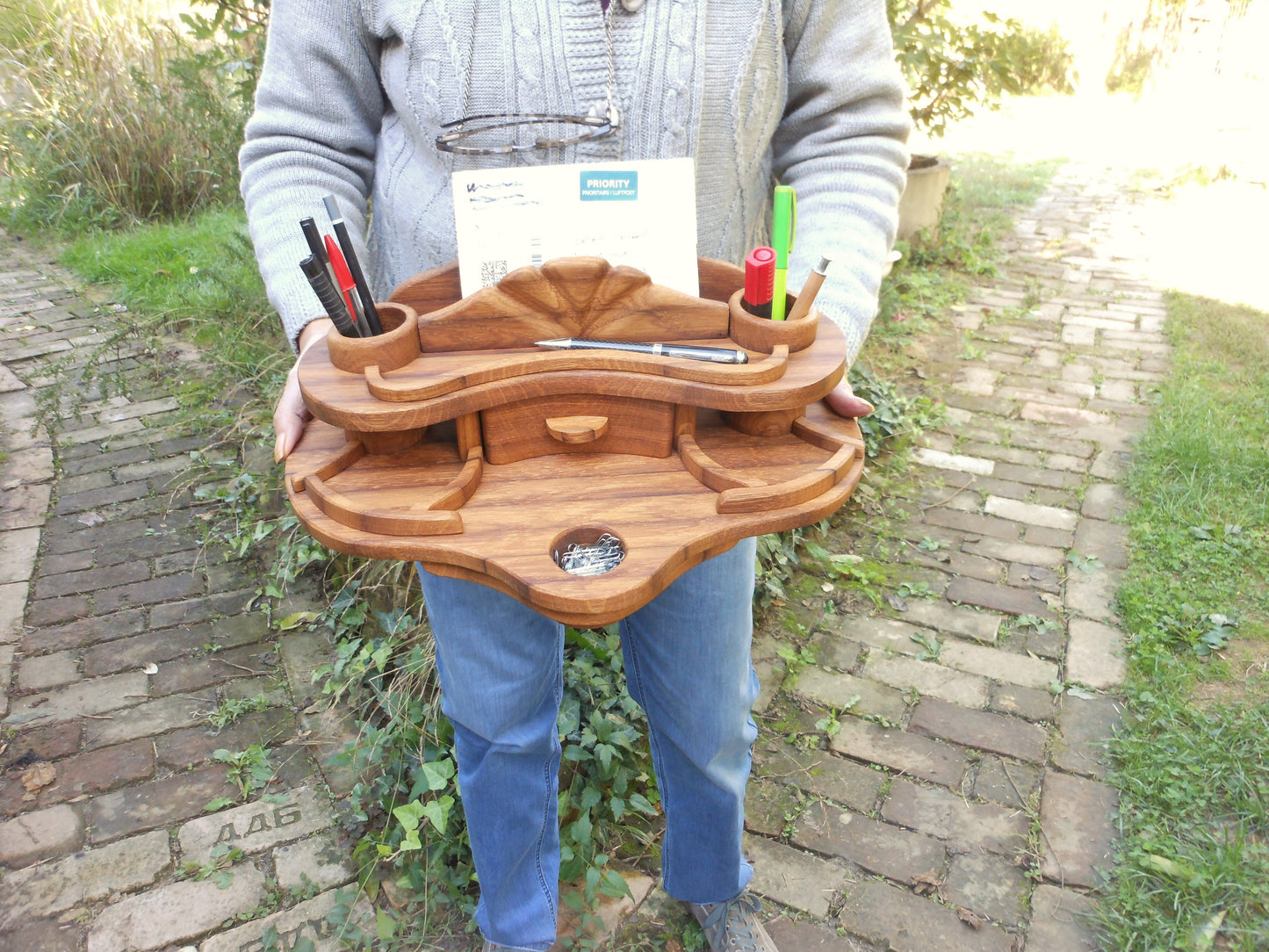 Schreibtisch-Organizer Vintage-Look aus uraltem Holz Organizer für´s anspruchsvolle Büro - BalkanwoodDesign Handmade