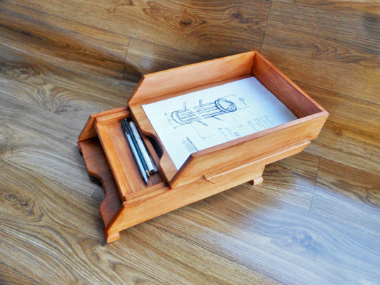 Schreibtischablagen mit Siftablage für A4-Format aus altem Nadelholz  Desk shelves with pen tray for A4 format from old coniferous wood - BalkanwoodDesign Handmade