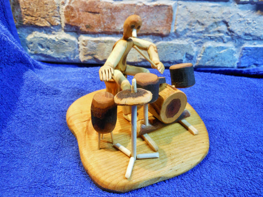 Schlagzeuger Drummer Musiker Holzfigur Handarbeit Naturäste - BalkanwoodDesign Handmade