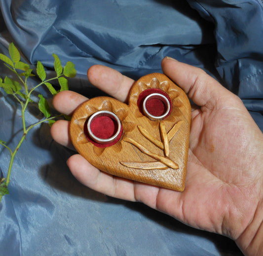 Ringkissen aus Holz  Herz  Hochzeit Trauzeuge Trauringe Eheringe Wooden Ring Pillow Heart Wedding Wedding  Wedding Rings - BalkanwoodDesign Handmade