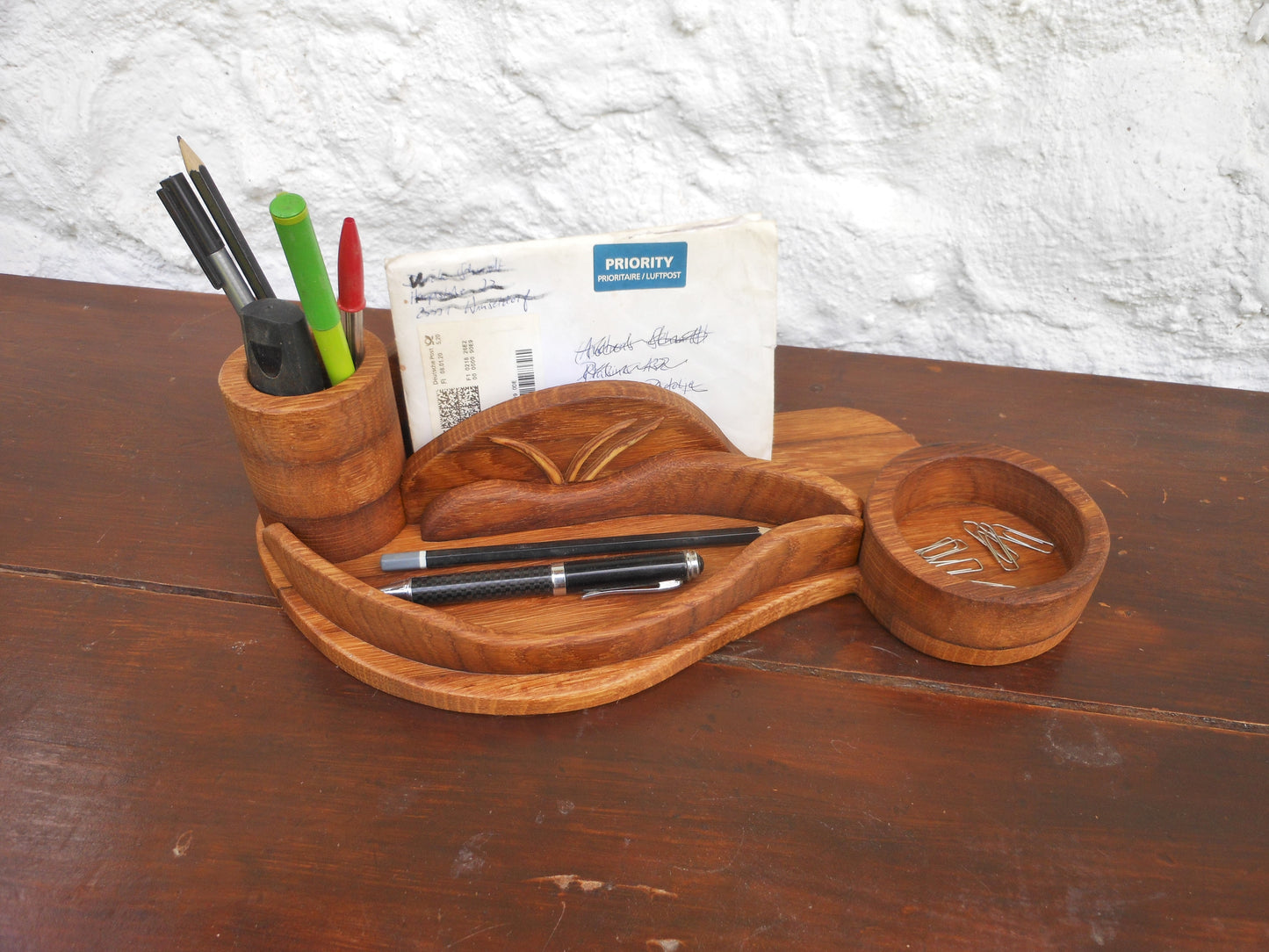 Schreibtisch-Organizer Vintage-Look aus uraltem Holz Organizer für´s anspruchsvolle Büro - BalkanwoodDesign Handmade