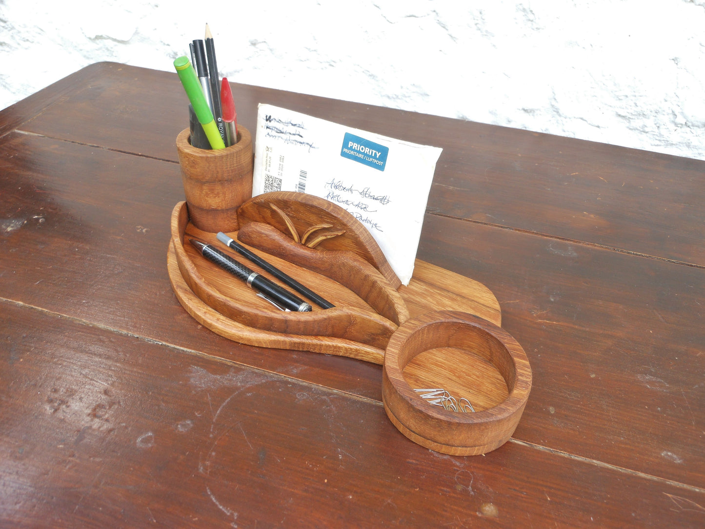 Schreibtisch-Organizer Vintage-Look aus uraltem Holz Organizer für´s anspruchsvolle Büro - BalkanwoodDesign Handmade