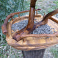 Vogelhaus Naturform mit grünem Dach