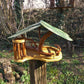 Vogelfutterhaus mit grünem Dach und Meisenknödelhalter - BalkanwoodDesign Handmade