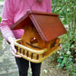 Vogelfutterhaus mit rotem  Dach und   Meisenknödelhalter - BalkanwoodDesign Handmade