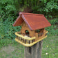 Vogelfutterhaus mit rotem  Dach und   Meisenknödelhalter - BalkanwoodDesign Handmade