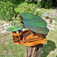Vogelfutterhaus mit grünem Dach und Meisenknödelhalter - BalkanwoodDesign Handmade