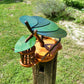 Vogelfutterhaus mit grünem Dach und Meisenknödelhalter - BalkanwoodDesign Handmade