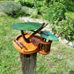 Vogelfutterhaus mit grünem Dach und Meisenknödelhalter - BalkanwoodDesign Handmade