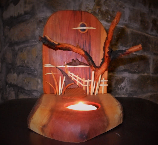 Teelichthalter   Kunst mit integriertem Teelichthalter  Tealight holder art with integrated tealight holder - BalkanwoodDesign Handmade