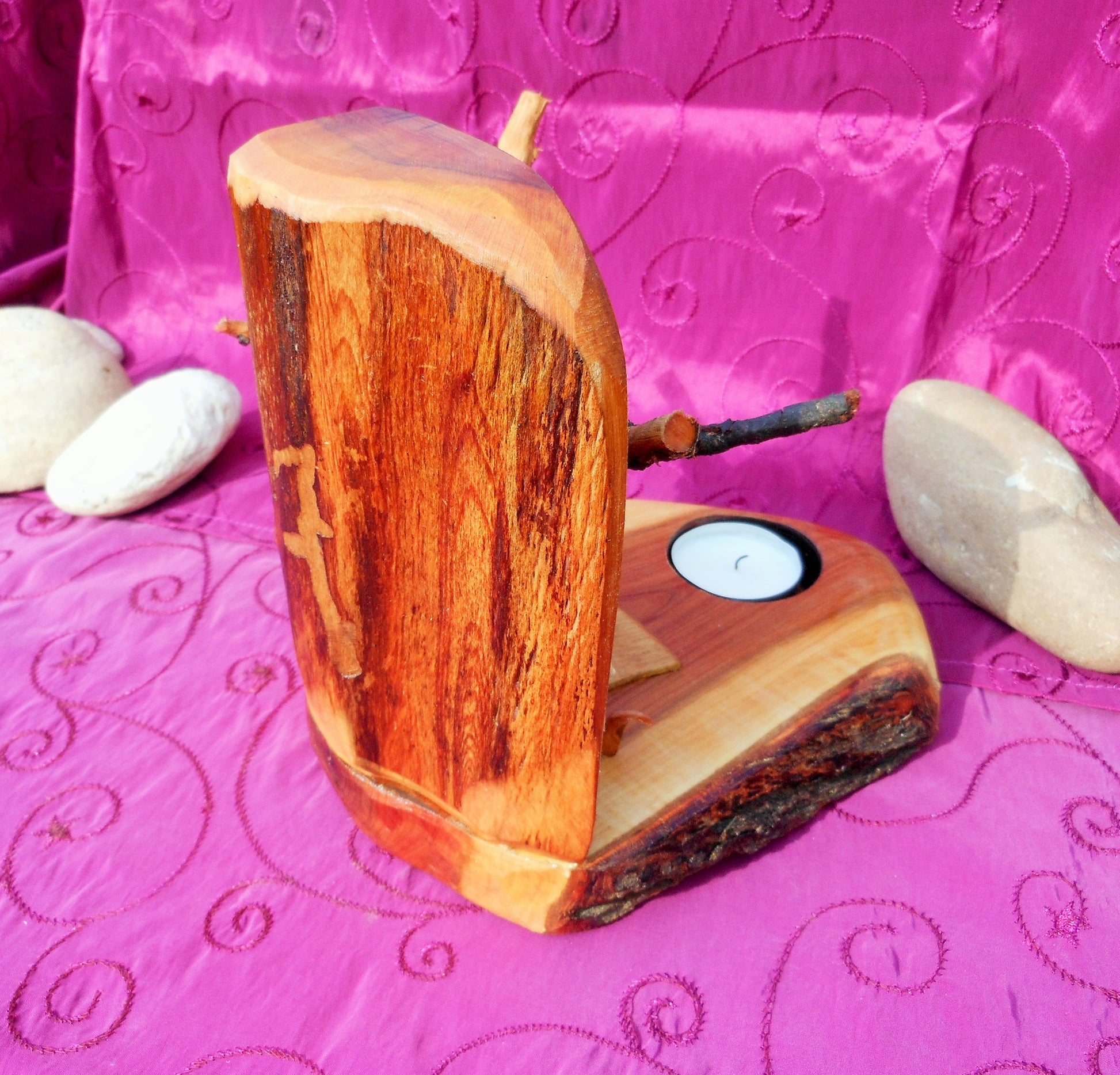 Teelichthalter   Kunst mit integriertem Teelichthalter  Tealight holder art with integrated tealight holder - BalkanwoodDesign Handmade