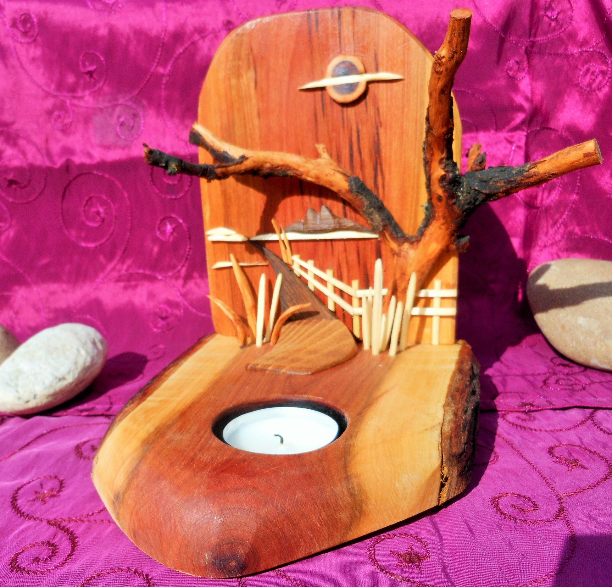 Teelichthalter   Kunst mit integriertem Teelichthalter  Tealight holder art with integrated tealight holder - BalkanwoodDesign Handmade