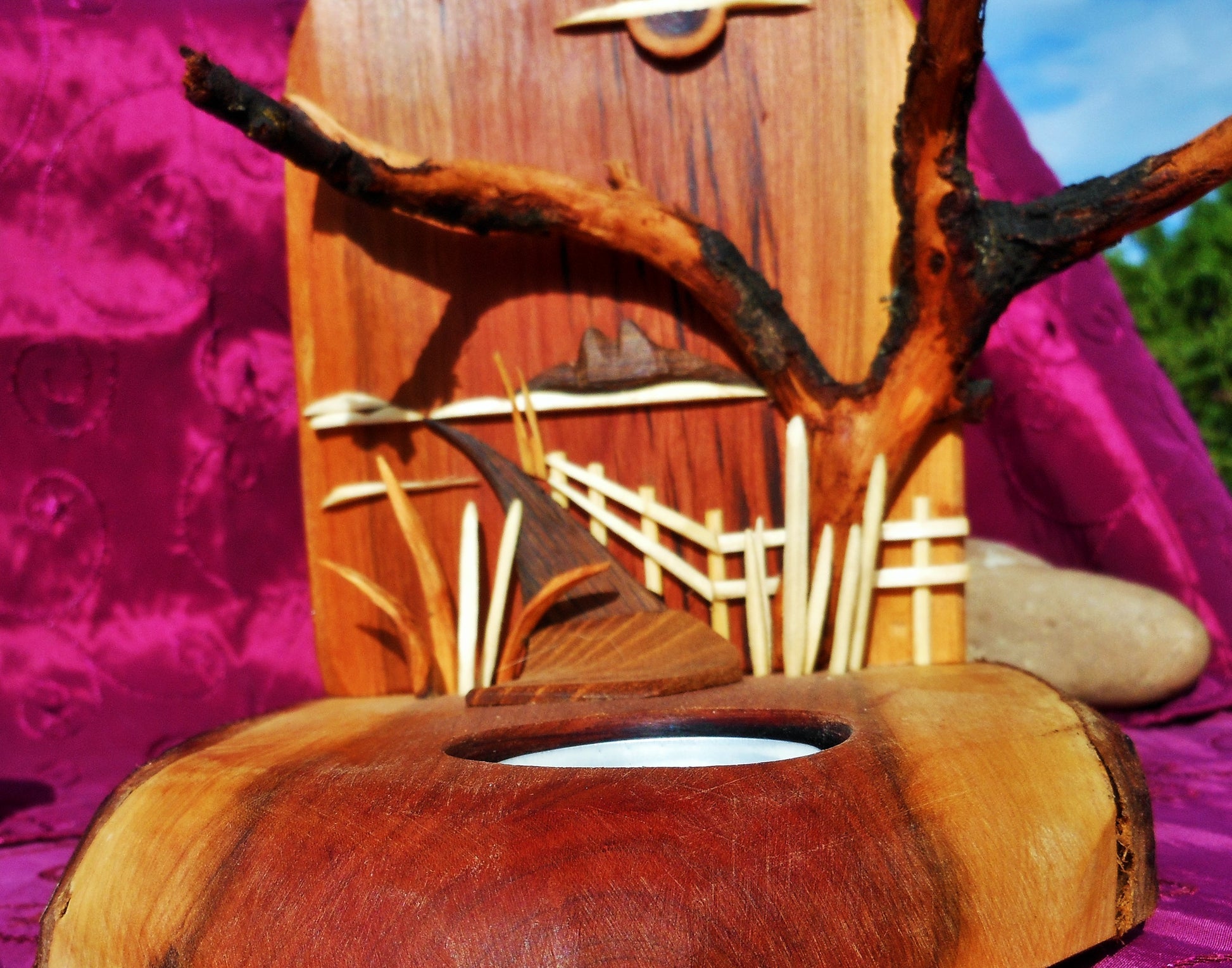 Teelichthalter   Kunst mit integriertem Teelichthalter  Tealight holder art with integrated tealight holder - BalkanwoodDesign Handmade