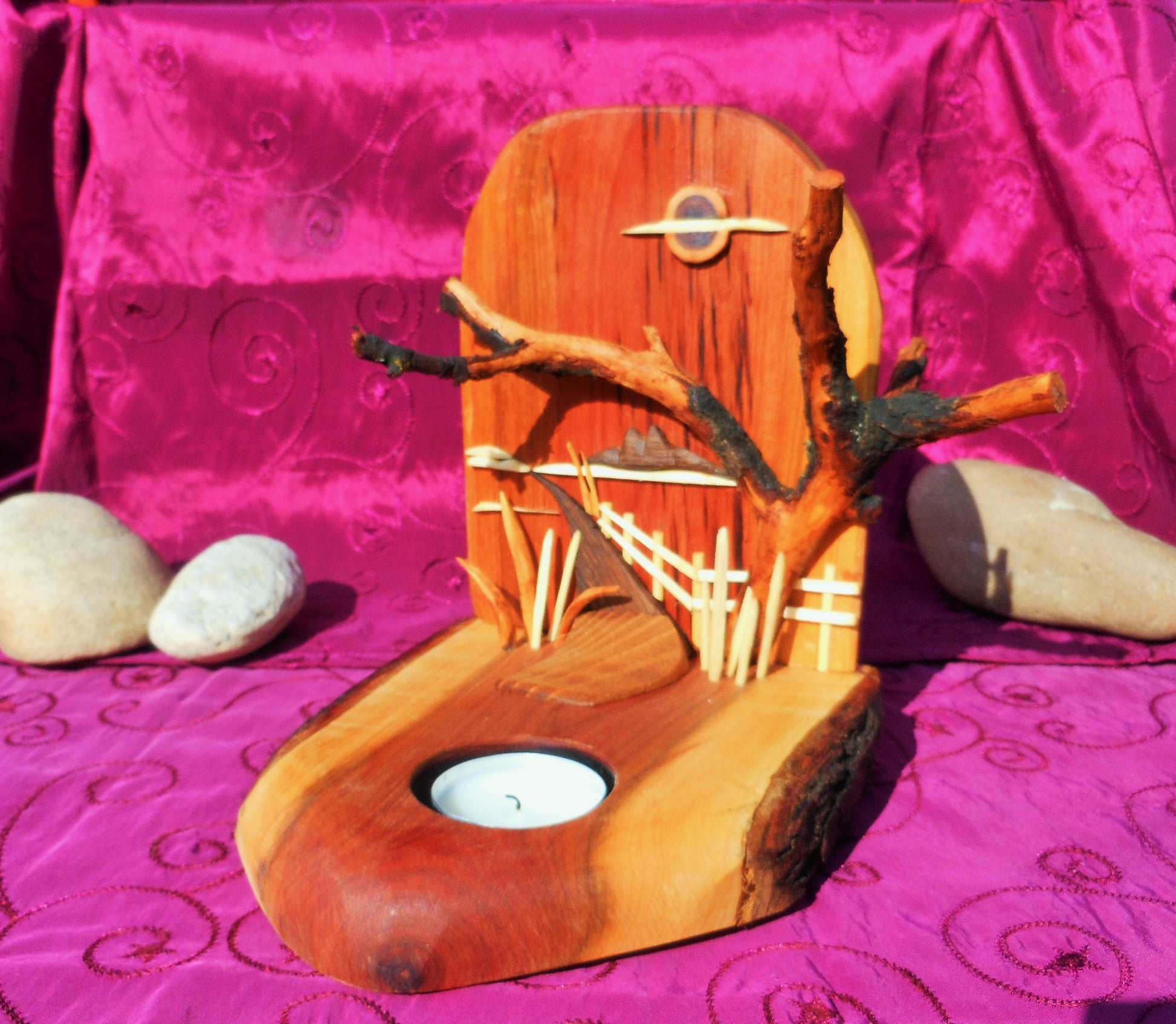 Teelichthalter   Kunst mit integriertem Teelichthalter  Tealight holder art with integrated tealight holder - BalkanwoodDesign Handmade